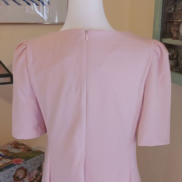 NWT DKNY Pink Fold-Over Neck, Fit and Flare Dress.Soft Girl,Old Money. Elegance - Picture 9 of 15